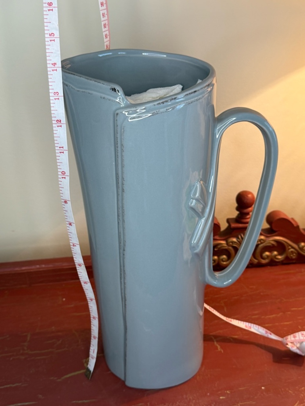 Vietri Lastra Gray Tall Italian Stoneware Pitcher Large NEW